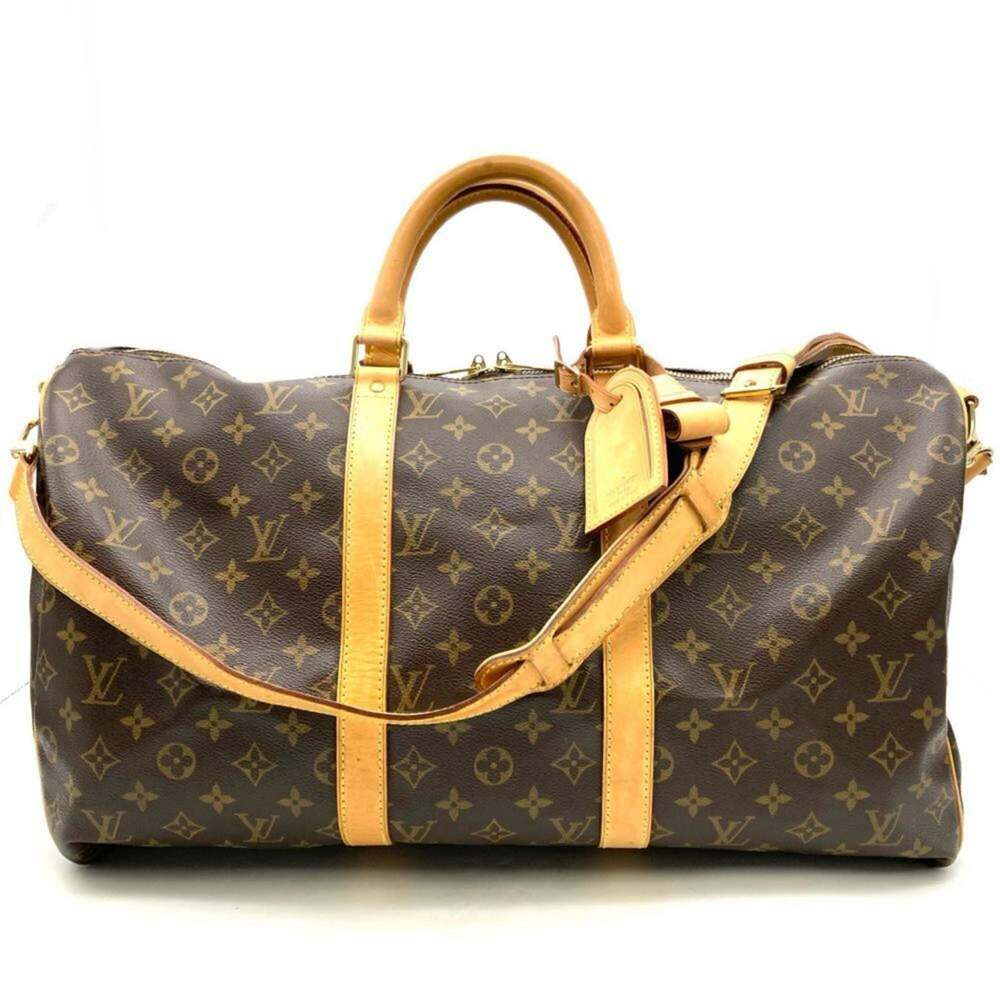 LOUIS VUITTON Brown Monogram Leather Keepall 50 Boston Bag